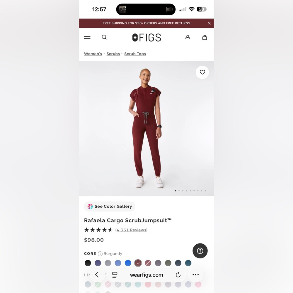 Figs Maroon Jumpsuit